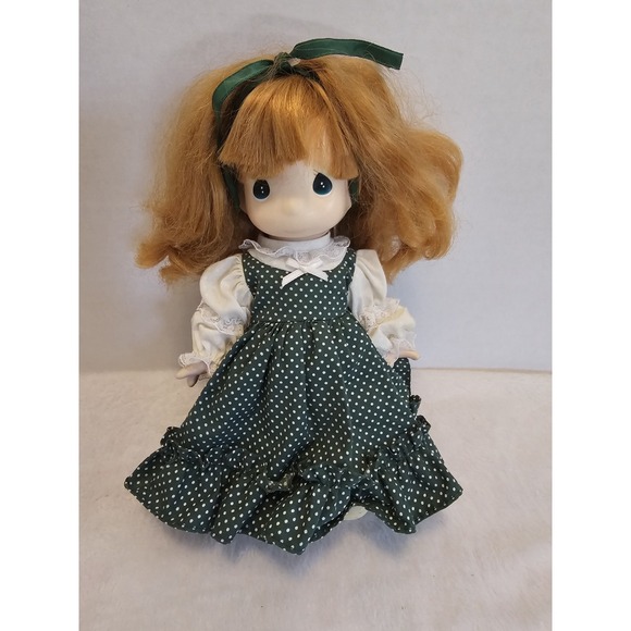 Precious Moments Other - Precious Moments Doll Green Polka Dot Dress Made in Philippines 9" Vintage